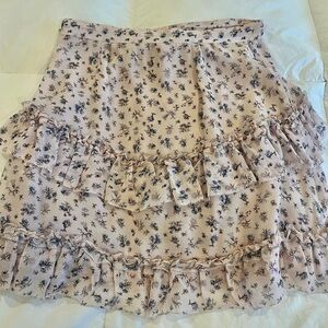 LoveShackFancy Pink Floral A-Line Skirt